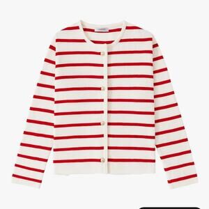 Red and white striped cardigan